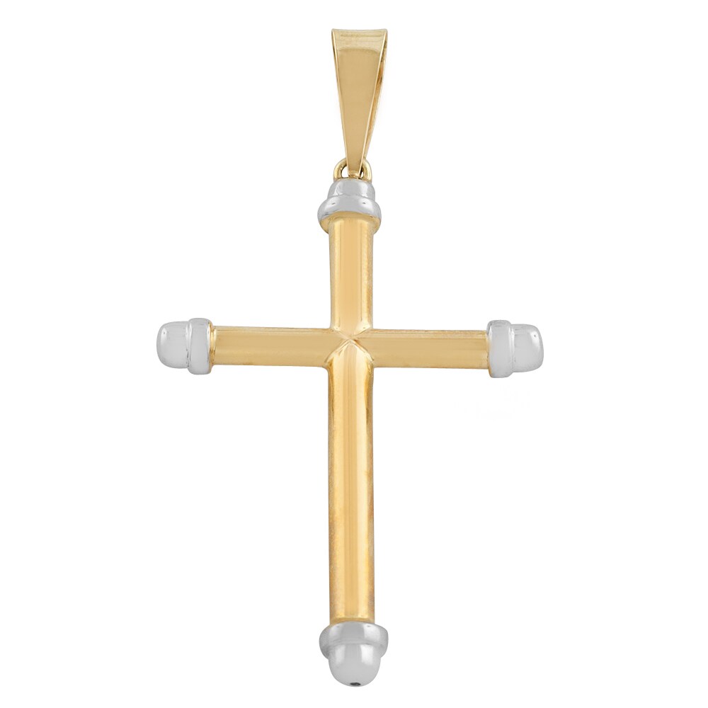 14k Yellow Gold High Polished Plain Cross Religious Charm Pendant 1.95" 4 grams